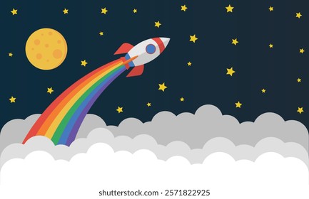 LGBT rocket in to sky vector Graphics