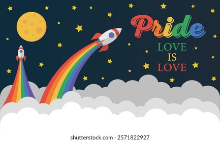 LGBT rocket in to sky vector Graphics