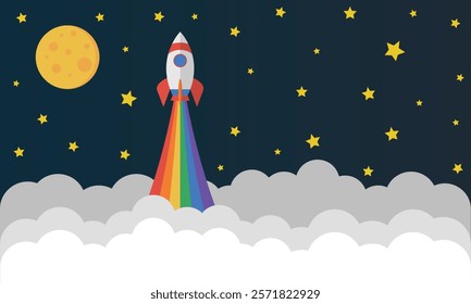 LGBT rocket in to sky vector Graphics