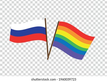 Banderas LGBT y de Rusia. Gráficos y diseño.