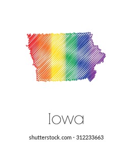 An LGBT Scribbled shape of the Iowa