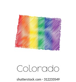 An LGBT Scribbled shape of the State of Colorado