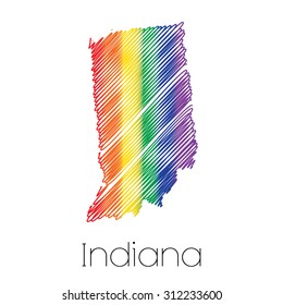 An LGBT Scribbled shape of the State of Indiana