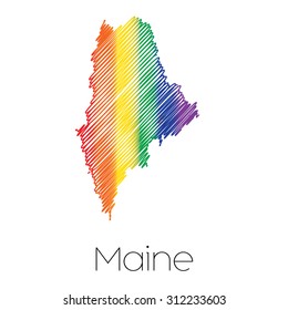 An LGBT Scribbled shape of the State of Maine