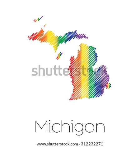 An LGBT Scribbled shape of the State of Michigan