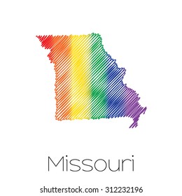 An LGBT Scribbled shape of the State of Missouri
