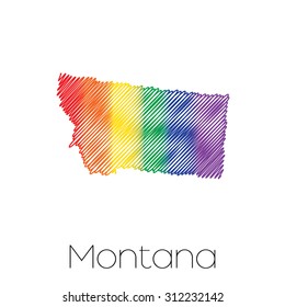 An LGBT Scribbled shape of the State of Montana
