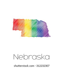 An LGBT Scribbled shape of the State of Nebraska