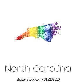 An LGBT Scribbled shape of the State of North Carolina
