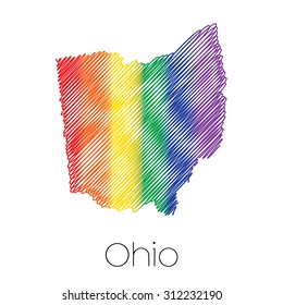 An LGBT Scribbled shape of the State of Ohio
