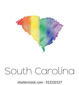 An LGBT Scribbled shape of the State of South Carolina