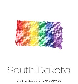 An LGBT Scribbled shape of the State of South Dakota