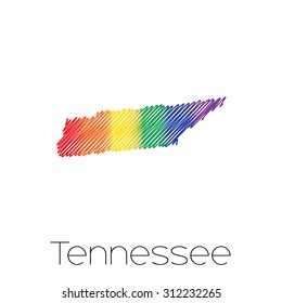 An LGBT Scribbled shape of the State of Tennessee