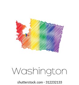 An LGBT Scribbled shape of the State of Washington