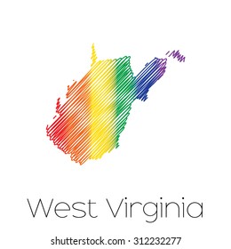 An LGBT Scribbled shape of the State of West Virginia