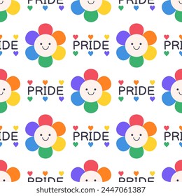 LGBT seamless pattern. Pride Month. Symbol of the LGBT community. LGBT pride rainbow elements and stickers. Rainbow flag LGBT. Hand drawn vector illustration.