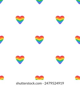 LGBT seamless pattern. Rainbow striped hearts icons seamless pattern. LGBT community concept.