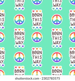 LGBT seamless pattern. Symbol of the LGBT community. LGBT pride or Rainbow elements. LGBT flag or Rainbow flag.