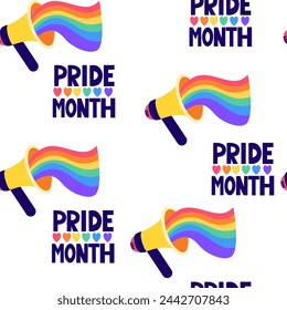 LGBT seamless pattern. Symbol of the LGBT community. LGBT pride or Rainbow elements. LGBT flag or Rainbow flag. Hand drawn vector illustration