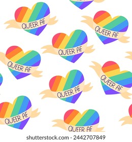 LGBT seamless pattern. Symbol of the LGBT community. LGBT pride or Rainbow elements. LGBT flag or Rainbow flag. Hand drawn vector illustration