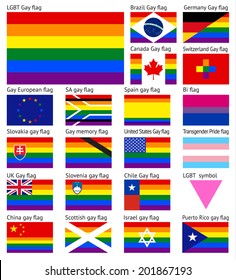 LGBT set Gay flags, simple vector illustration