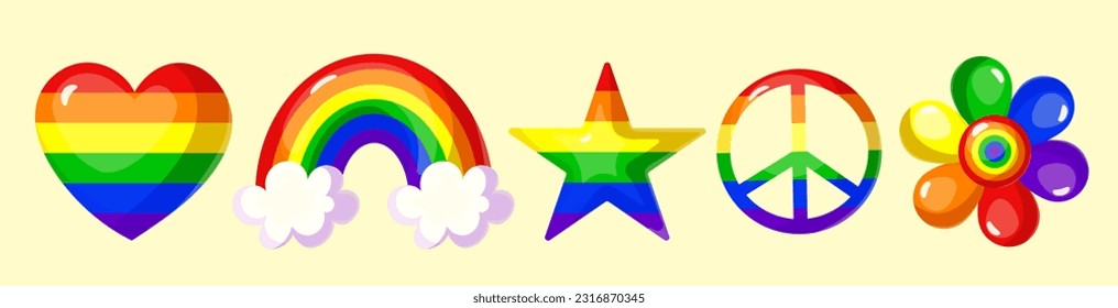 LGBT set with rainbow colored paint