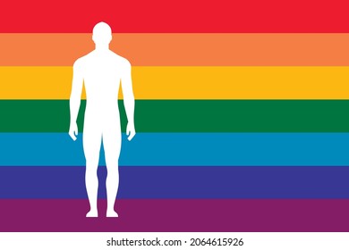 LGBT society, symbol. Silhouette of a man in the colors of the rainbow