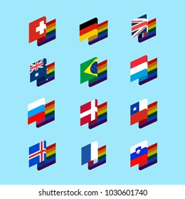 LGBT State flag set 1. Same-sex marriages Symbol of tolerant. Gay sign rainbow