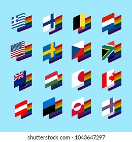 LGBT State flag set 2. Same-sex marriages Symbol of tolerant. Gay sign rainbow