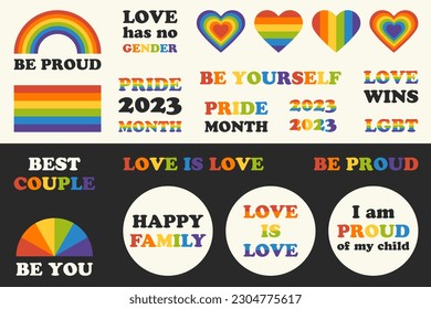 LGBT stickers set. Vector design for banner, poster, flyer, card or t-shirt print.	