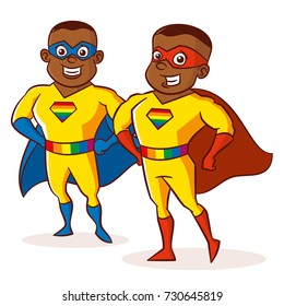 LGBT Superhero Cartoon character Super strong Vector illustration