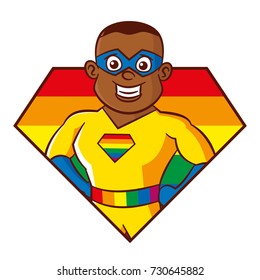 LGBT Superhero Cartoon character Super strong Vector illustration