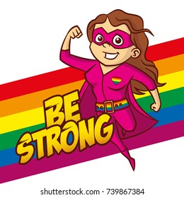 LGBT Superhero Cartoon character Super strong Vector illustration