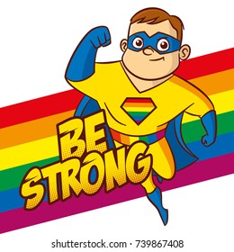 LGBT Superhero Cartoon character Super strong Vector illustration