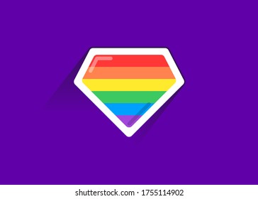 LGBT Superhero Shield Icon. LGBT Pride Flag In Vector Format. Rainbow Color Flag.