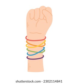 Lgbt support sign. Flat style. Vector illustration. Drawn hands with lgbt. Pride month. Lgbt concept.