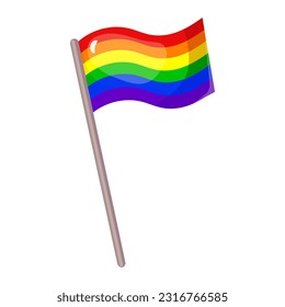 LGBT symbol of bullhorn with flag. Vector flat illustration