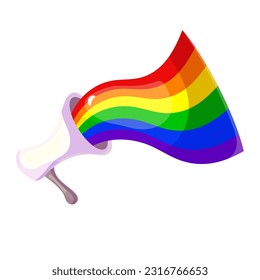 LGBT symbol of bullhorn with rainbow. Vector flat illustration
