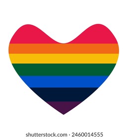 lgbt symbol heart shape.There are blue, orange, red, yellow, green, blue, and purple.Vector illustration isolated on white.