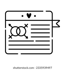 Lgbt symbol, lovely note sign, vector black line icon