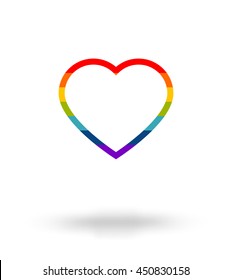 LGBT symbol, Pride, Freedom heart in rainbow colors with space for text