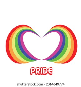 LGBT symbol, pride vector like heart with rainbow