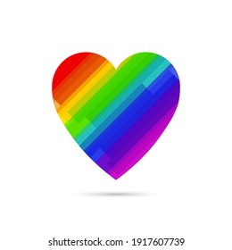 Lgbt symbol rainbow heart vector icon isolated on white background. 