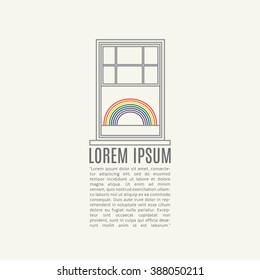LGBT symbol - rainbow rainbow on window. Gay pride and gay marriage vector concept. Same sex love illustration.