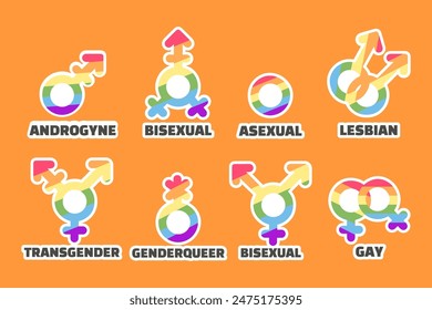 LGBT symbols collection stickers vector