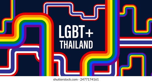 LGBT+  Thailand .Celebrate lgbt pride month with colorful rainbow pride background for banner, greeting card, poster, web banner, social media