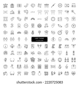 LGBT theme, 118 cute line vector icons