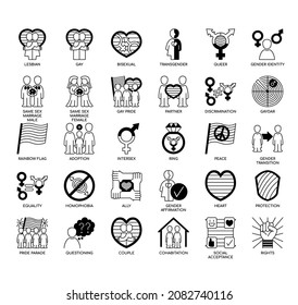 LGTB, Línea delgada e Iconos perfectos para píxeles