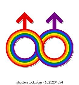 LGBT Transgender gay symbol, Pride, Freedom in rainbow colors vector, Mars arrow sign. 