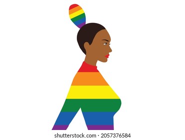 LGBT transgender girl  in rainbow color vector illsutration